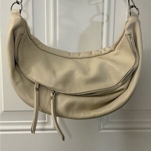 Elegant Cream Leather Hobo Bag